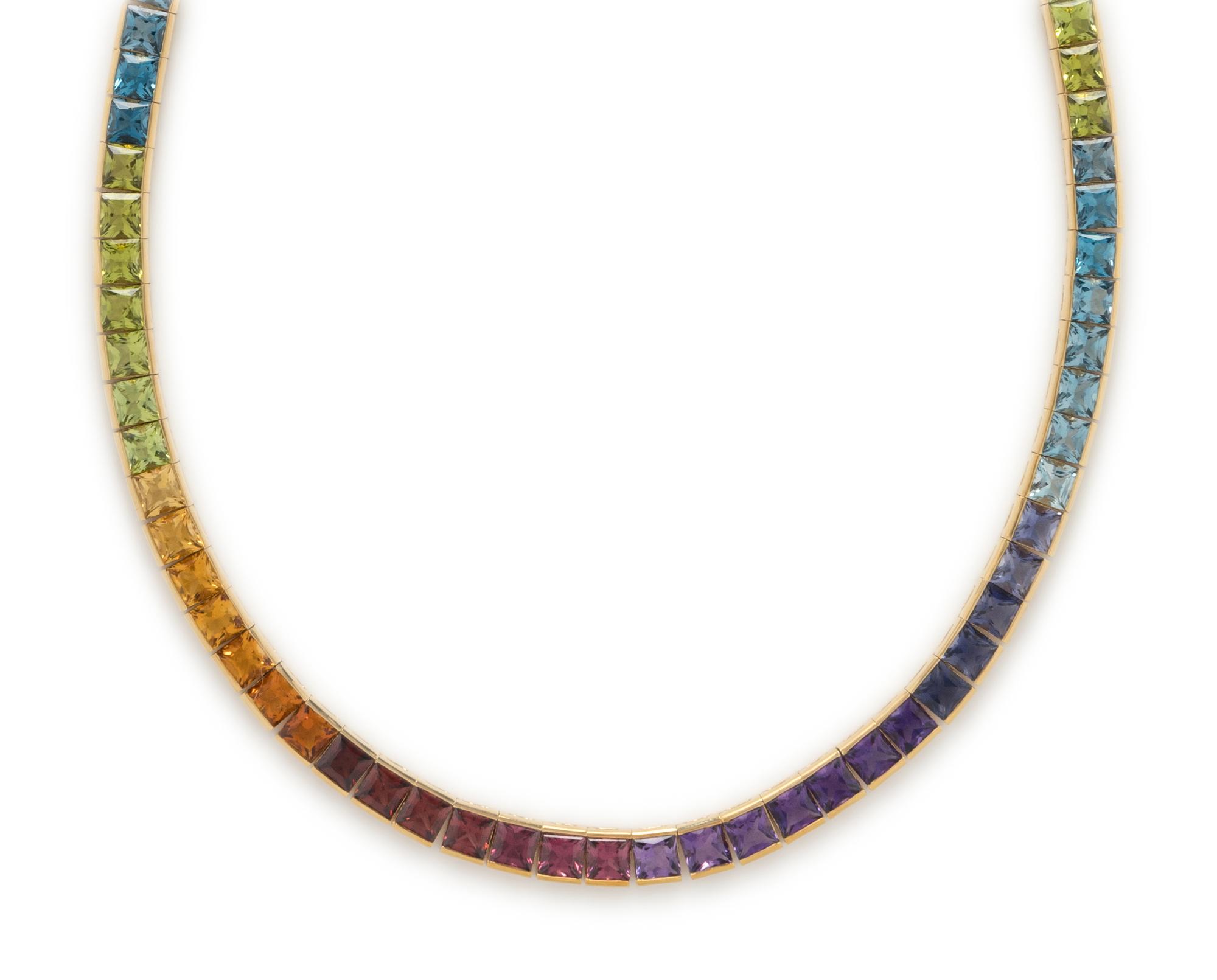 MULTIGEM RAINBOW LINE NECKLACE