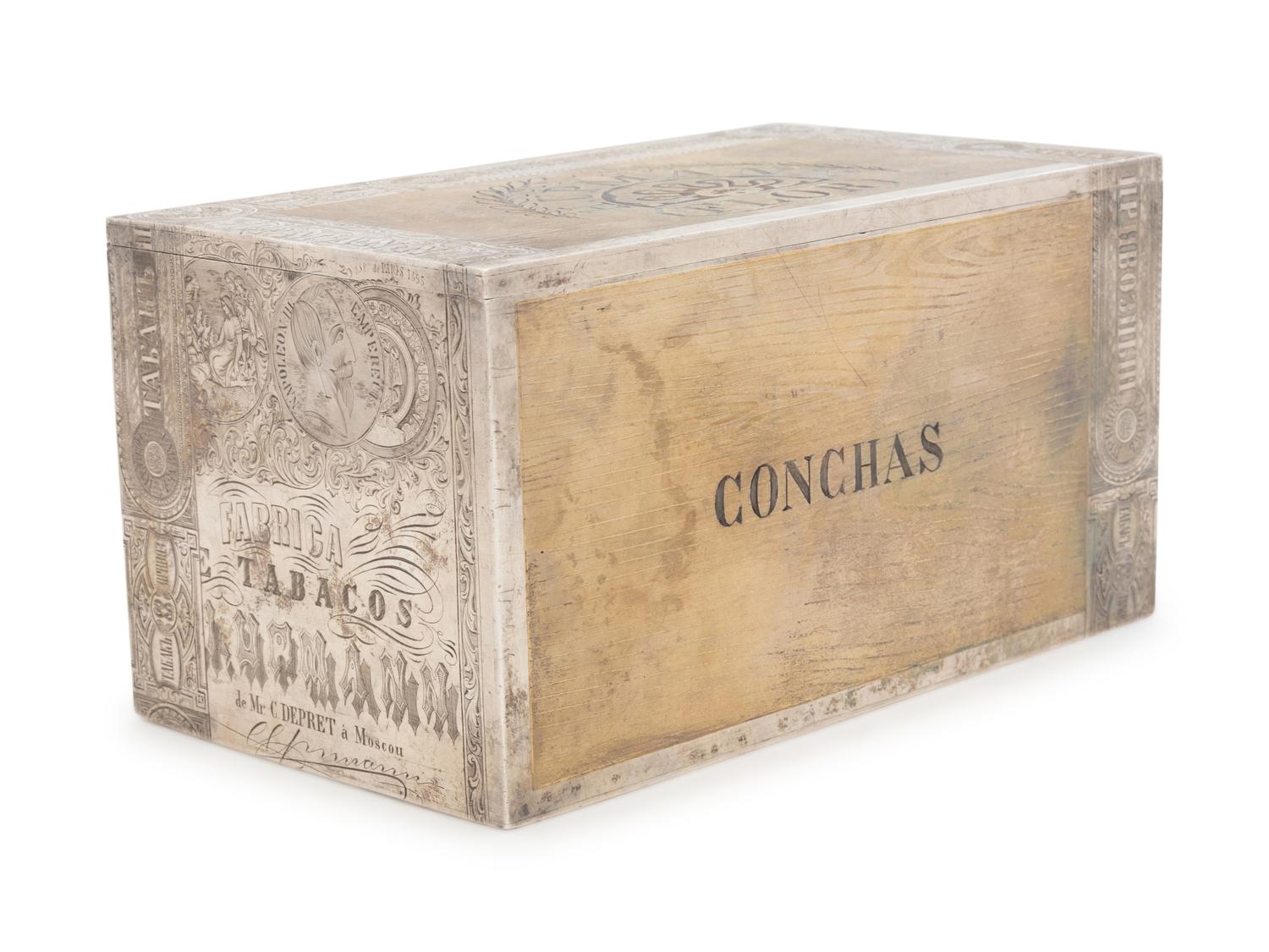 A Large Russian Silver-Gilt Trompe l'Oeil Cigar Box