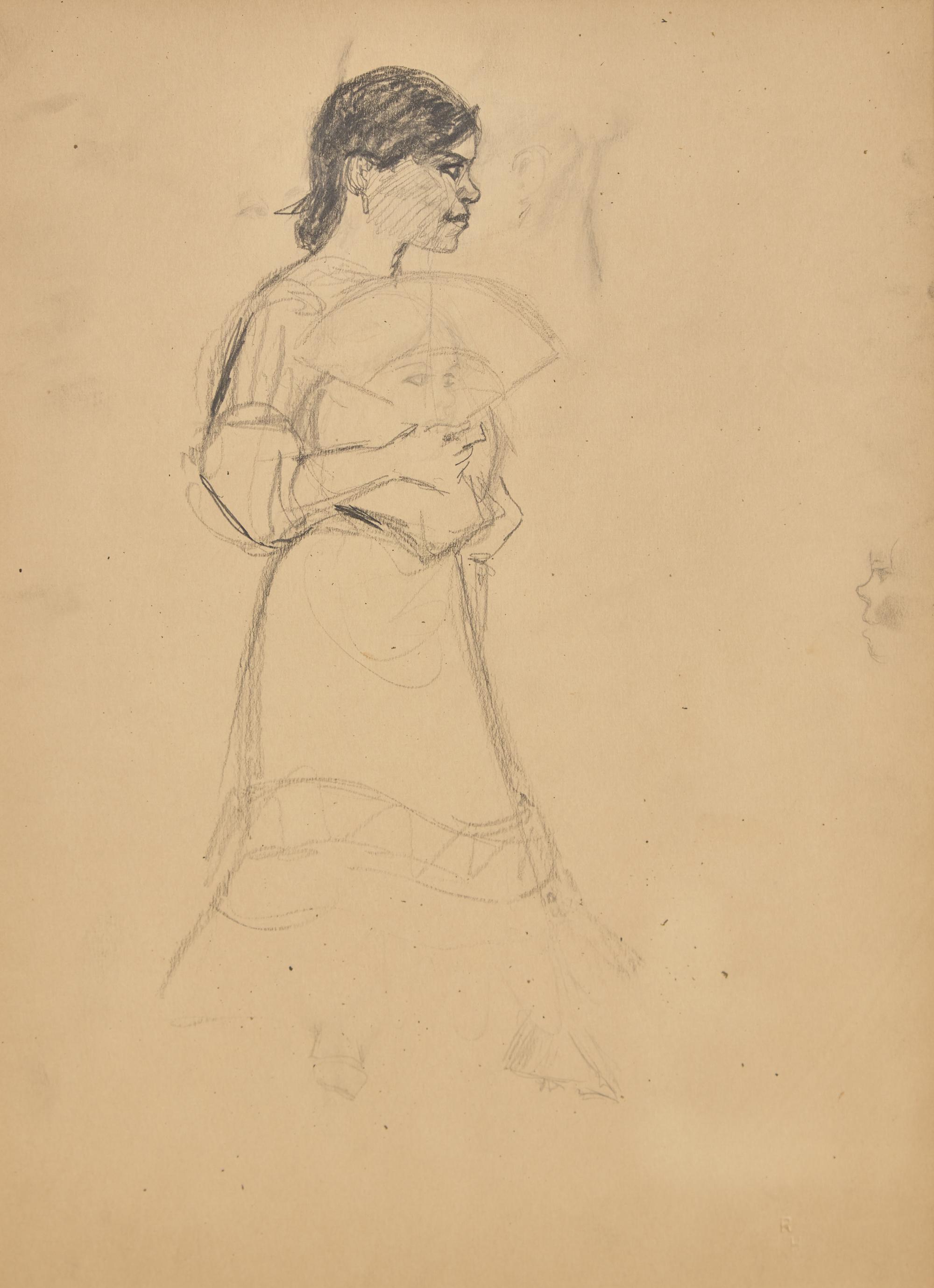 Woman with Fan; with Study of a Spanish Dancer (A Double-Sided Work)