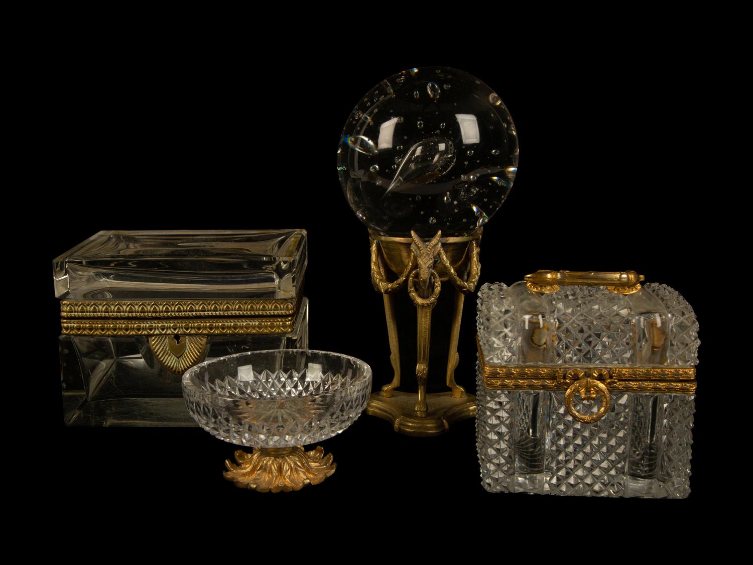 A Group of Four French Glass and Gilt Metal Mounted Desk Objects — 19TH/20TH CENTURY