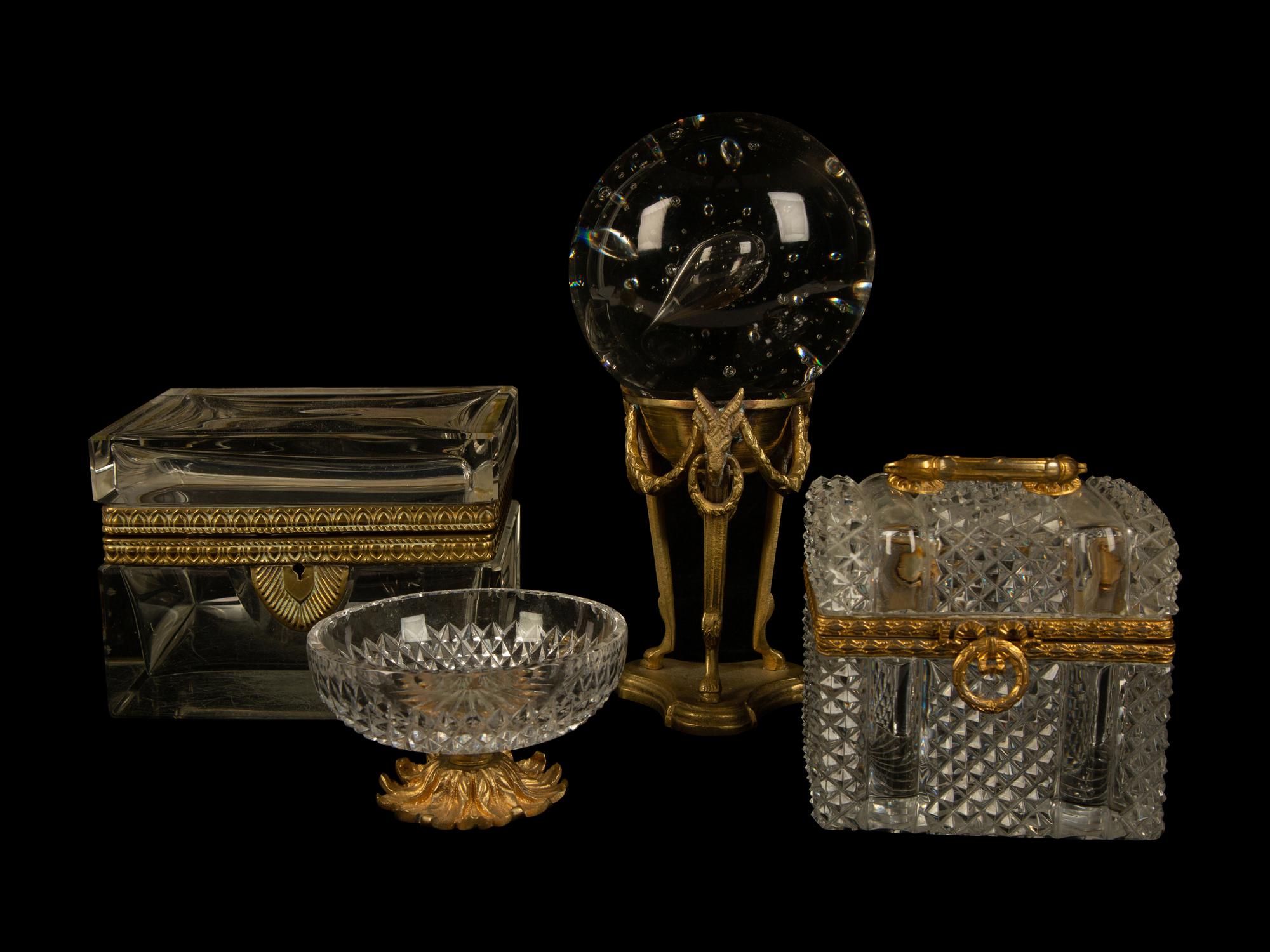 A Group of Four French Glass and Gilt Metal Mounted Desk Objects — 19TH/20TH CENTURY
