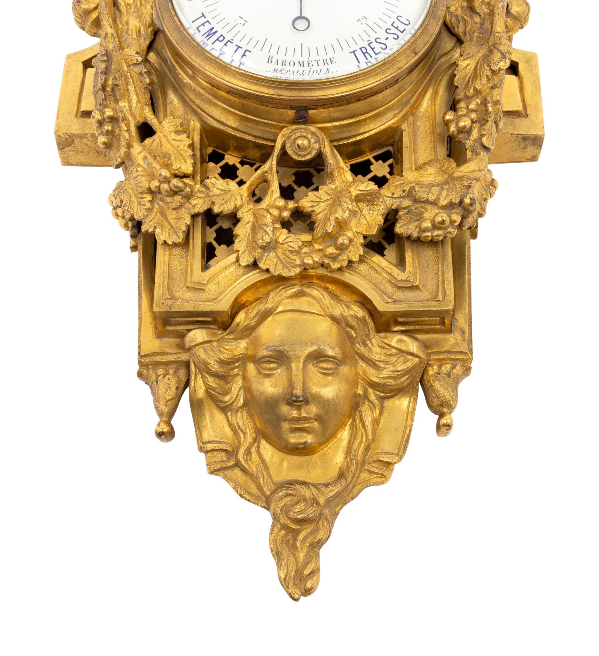 A Louis XVI Style Gilt Bronze Barometer
