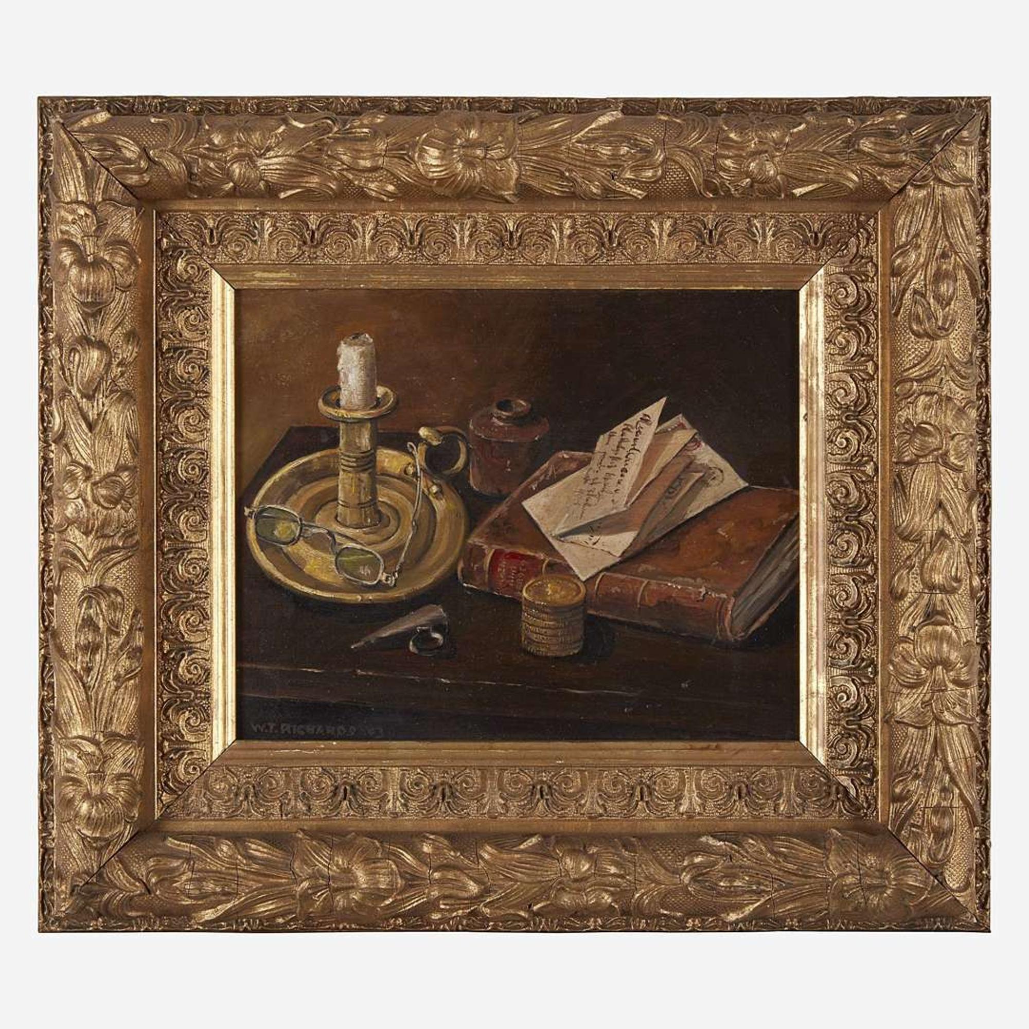 American School (19th Century) Still Life with Candlelight, Spectacles and Letter