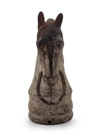 A Cast Iron Horsehead Hitching Post