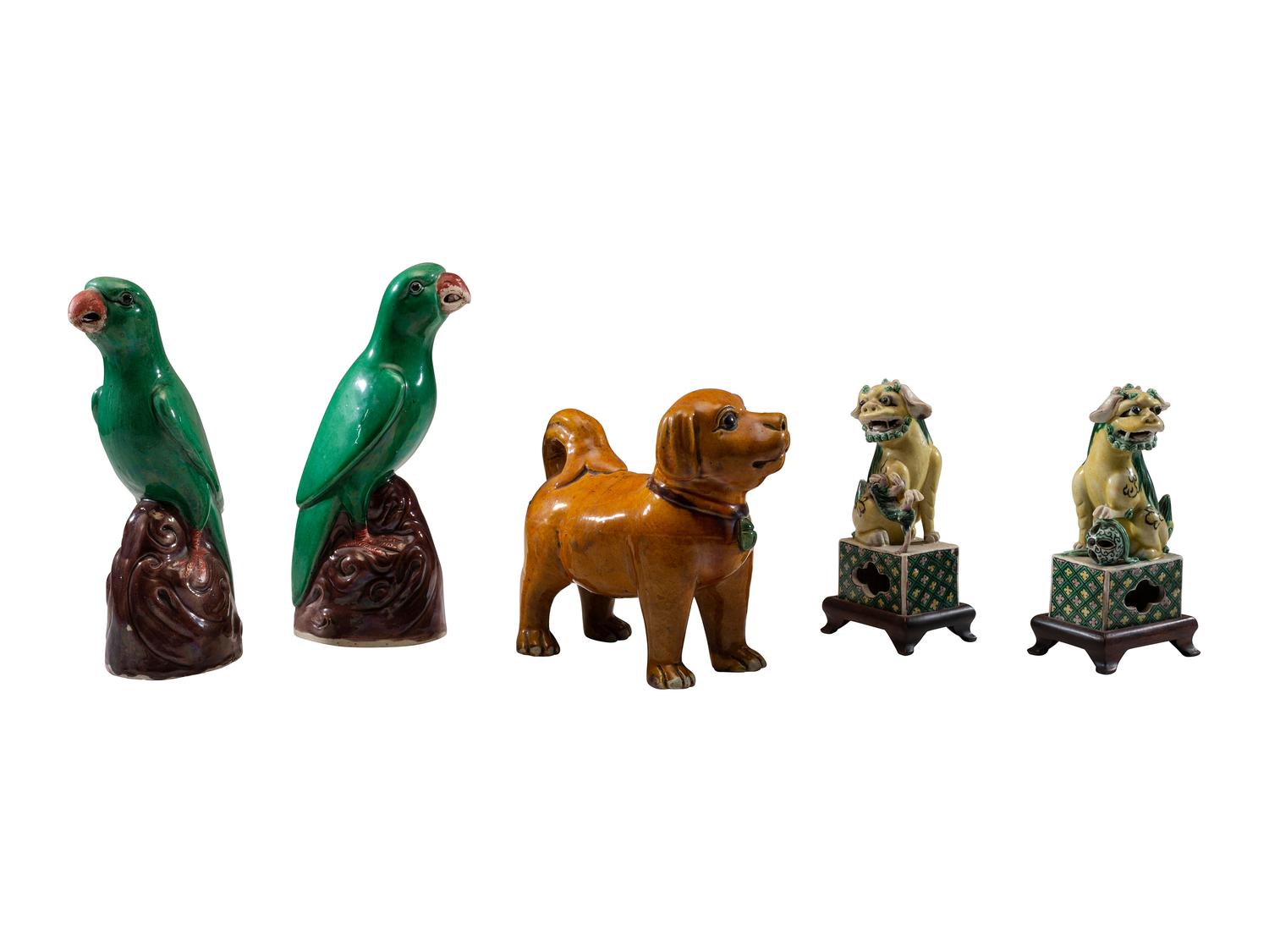 Five Chinese Export Porcelain Figures of Animals