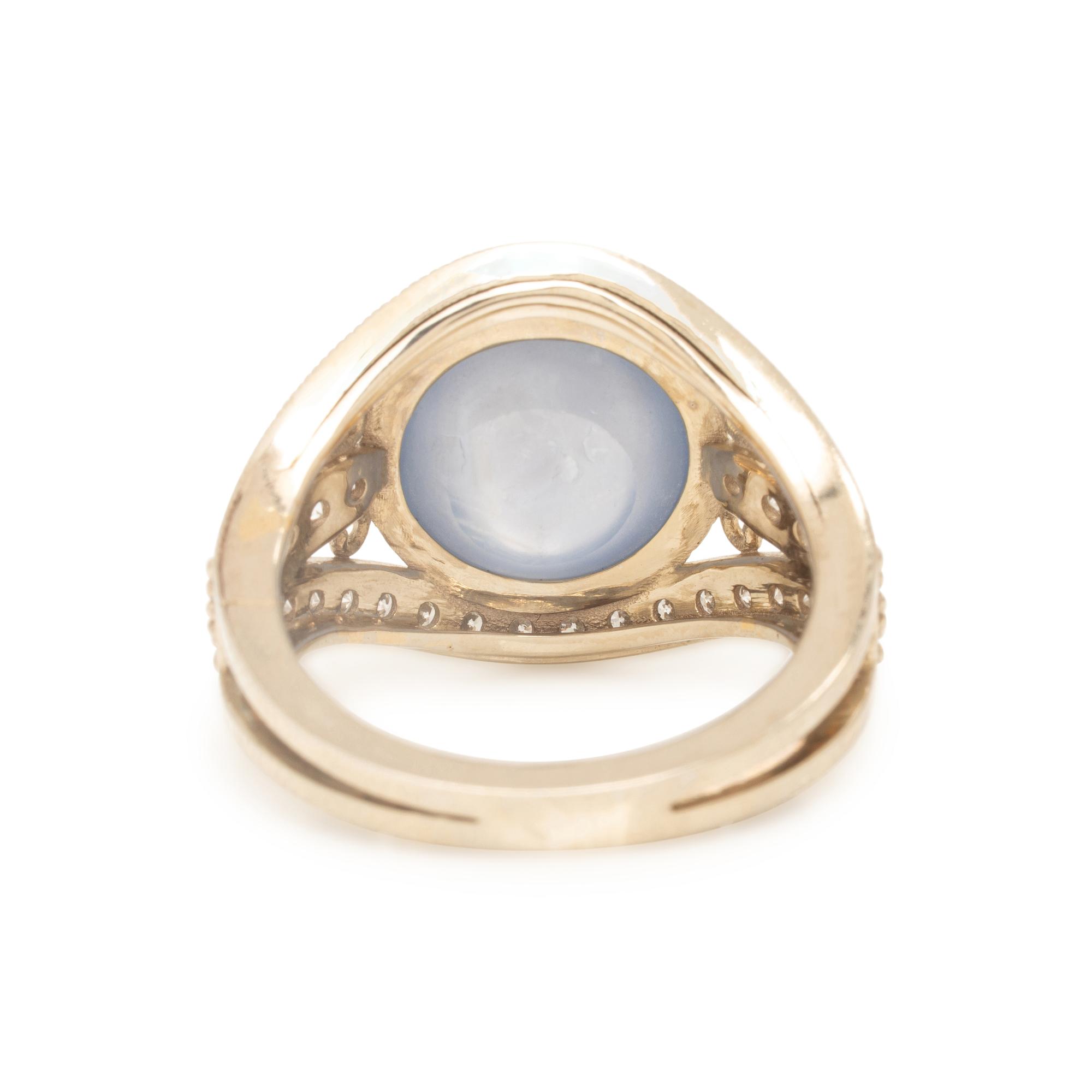 Star Sapphire, Diamond, and White Gold Ring