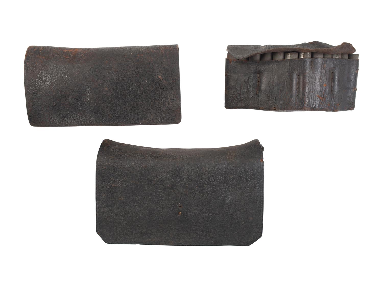 [MILITARIA]. 3 militia cartridge boxes, ca first quarter 19th century.