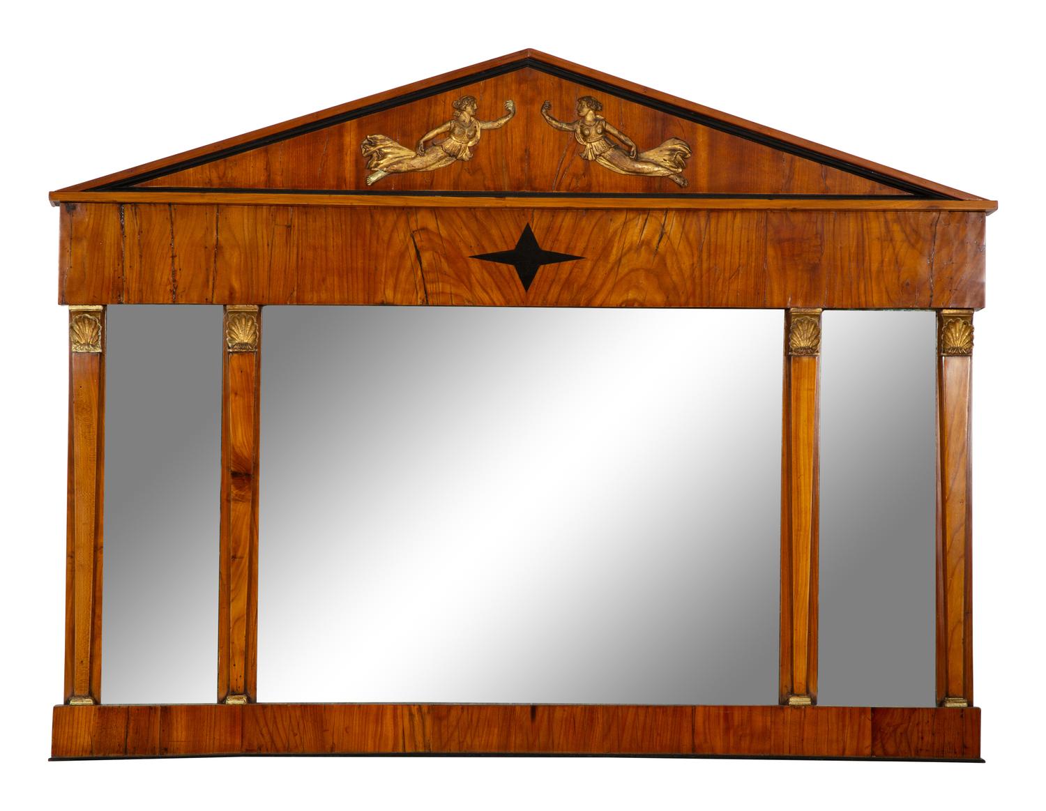 An Austrian Gilt Bronze Mounted Part-Ebonized Cherry Overmantel Mirror