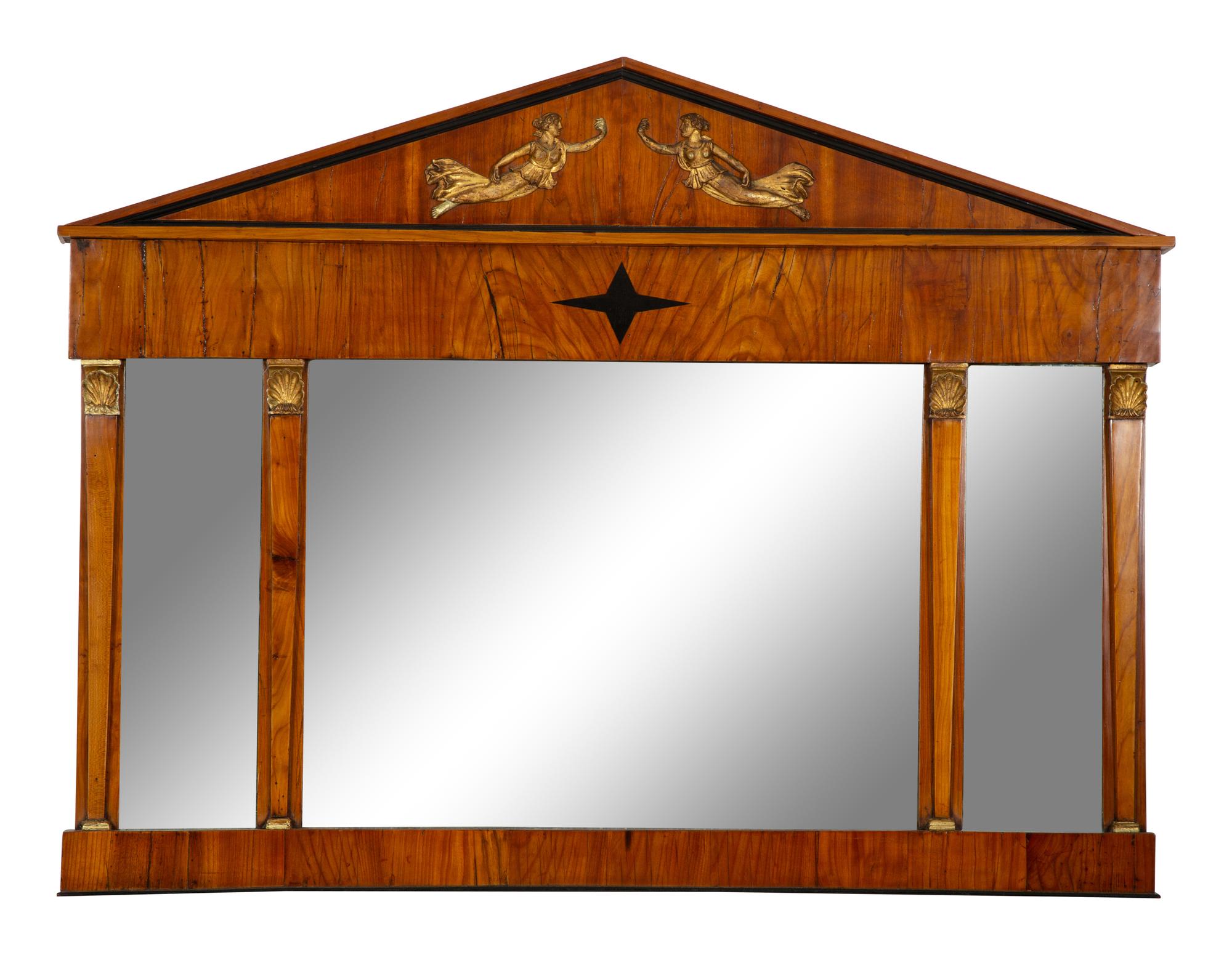 An Austrian Gilt Bronze Mounted Part-Ebonized Cherry Overmantel Mirror