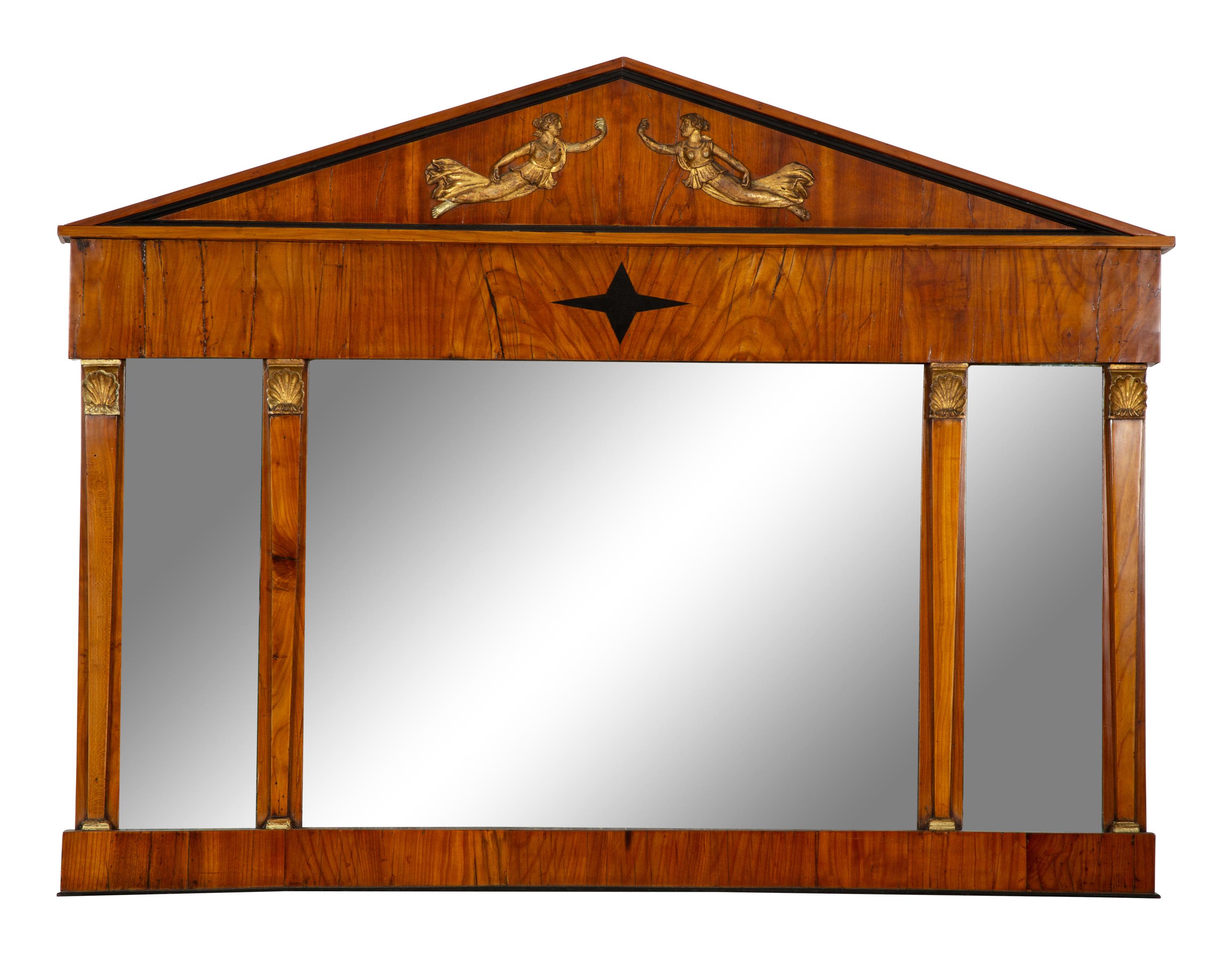 An Austrian Gilt Bronze Mounted Part-Ebonized Cherry Overmantel Mirror