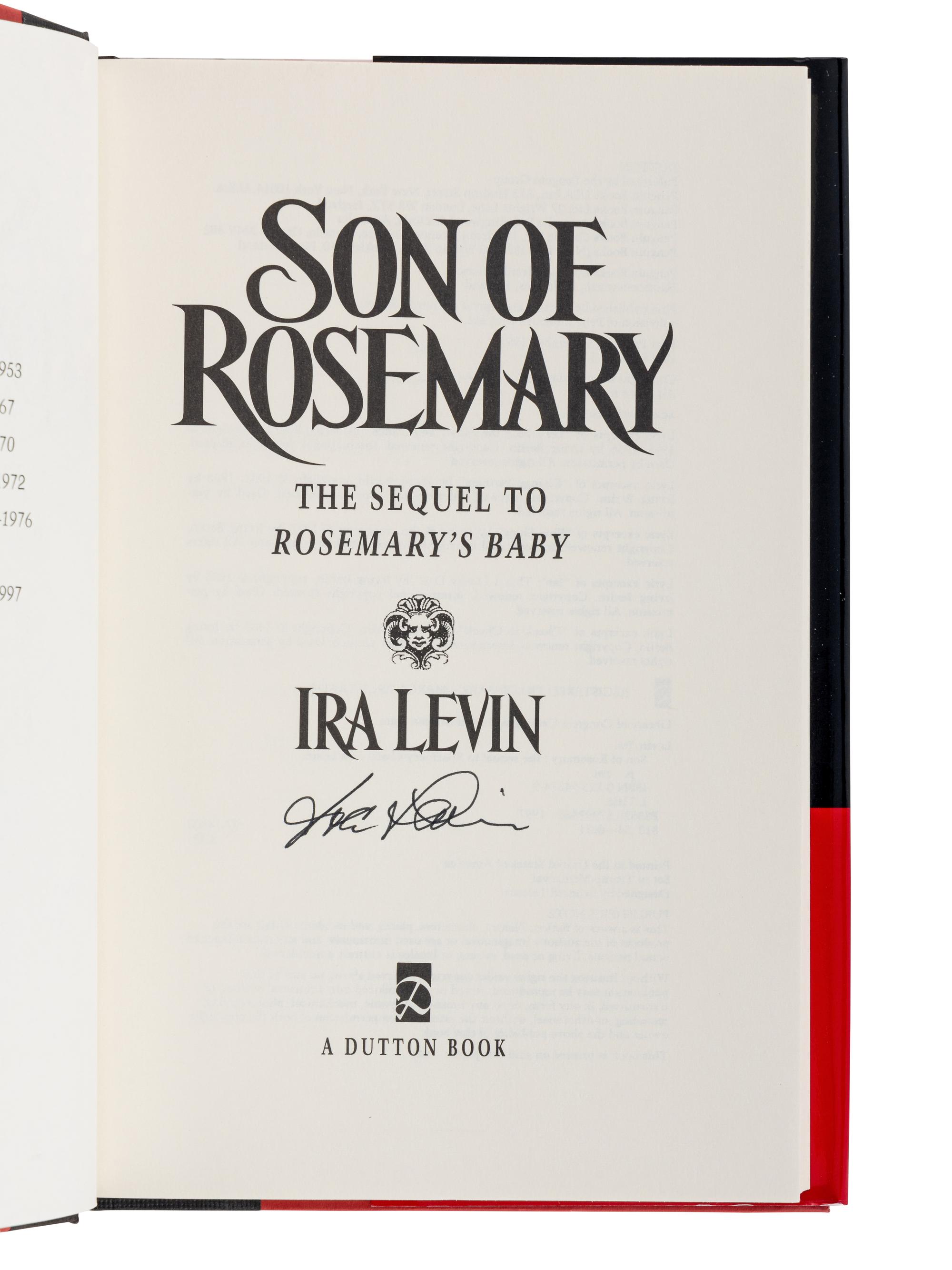 LEVIN, Ira (1929-2007). A group of 4 FIRST EDITIONS of Levin’s works, comprising: