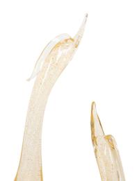 A Murano Glass Standing Bird Figural Group and a Pair of Bird Sculptures