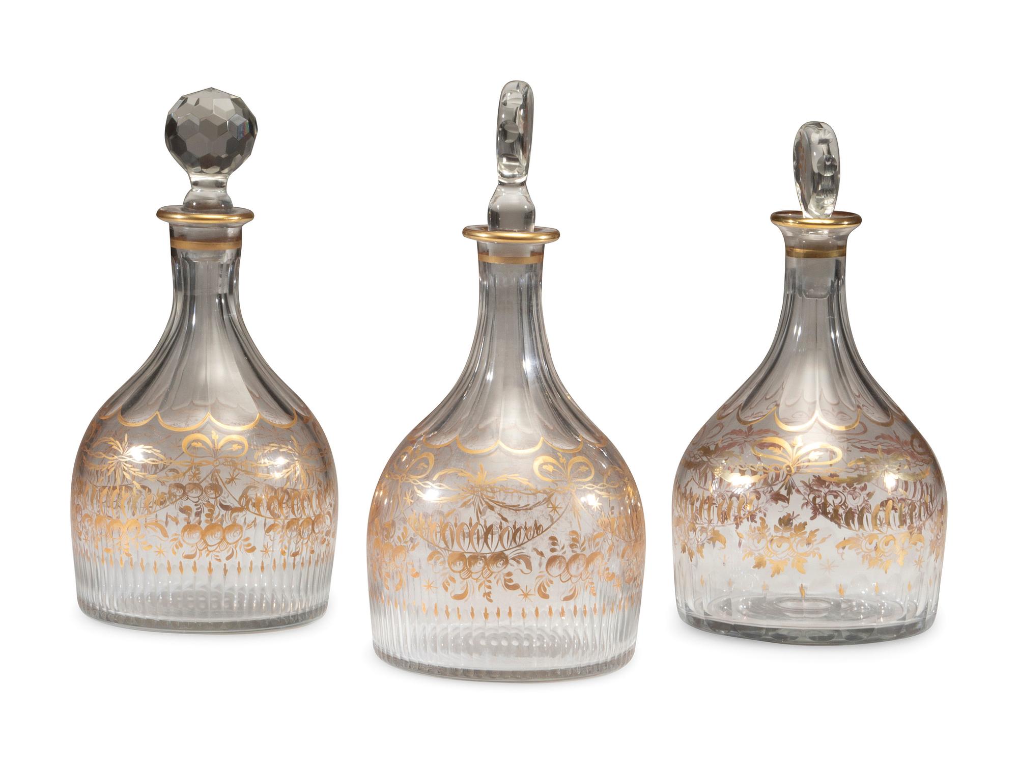 A Continental Gilt-Decorated Blown Glass Beverage Set
