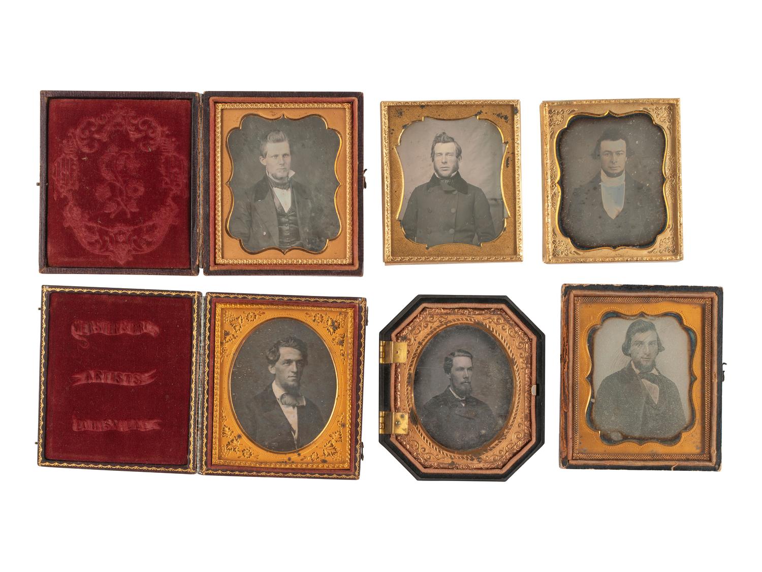 [EARLY PHOTOGRAPHY]. 32 sixth plate daguerreotypes of men with beards, incl. example by BOGARDUS.