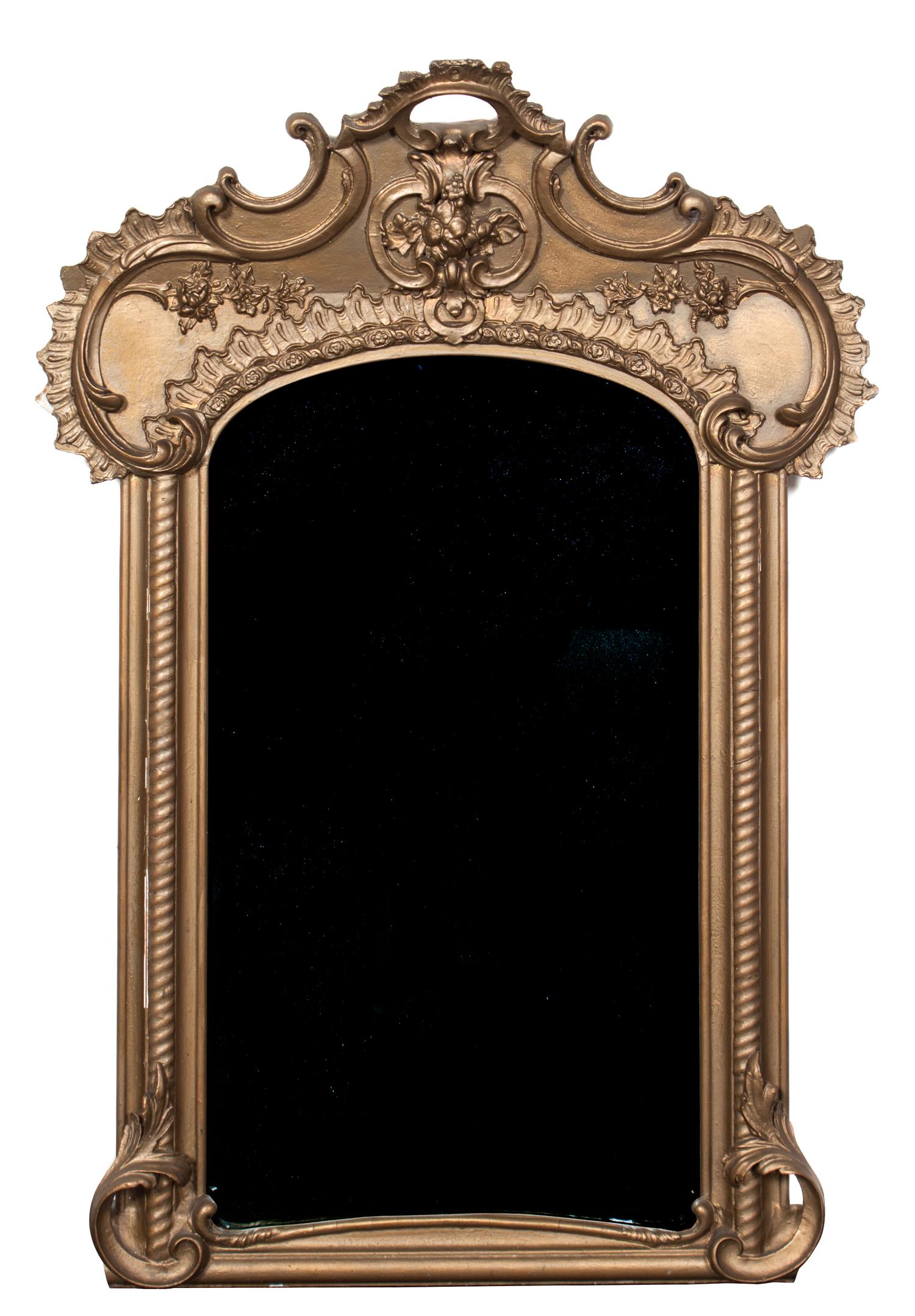 A Rococo Style Giltwood Mirror Height 40 x width 28 inches. — 20TH CENTURY