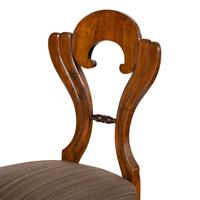 A Set of Six Biedermeier Burl Walnut Side Chairs