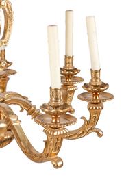 A Continental Gilt Bronze Eight-Light Chandelier