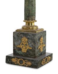 A Pair of Neoclassical Style Gilt Bronze Mounted Marble Pedestals