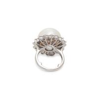 CULTURED SOUTH SEA PEARL AND DIAMOND RING
