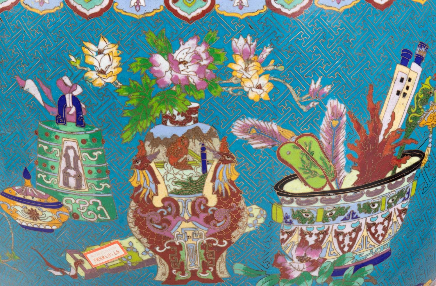 A Pair of Chinese Cloisonné Fish Bowls and Stands