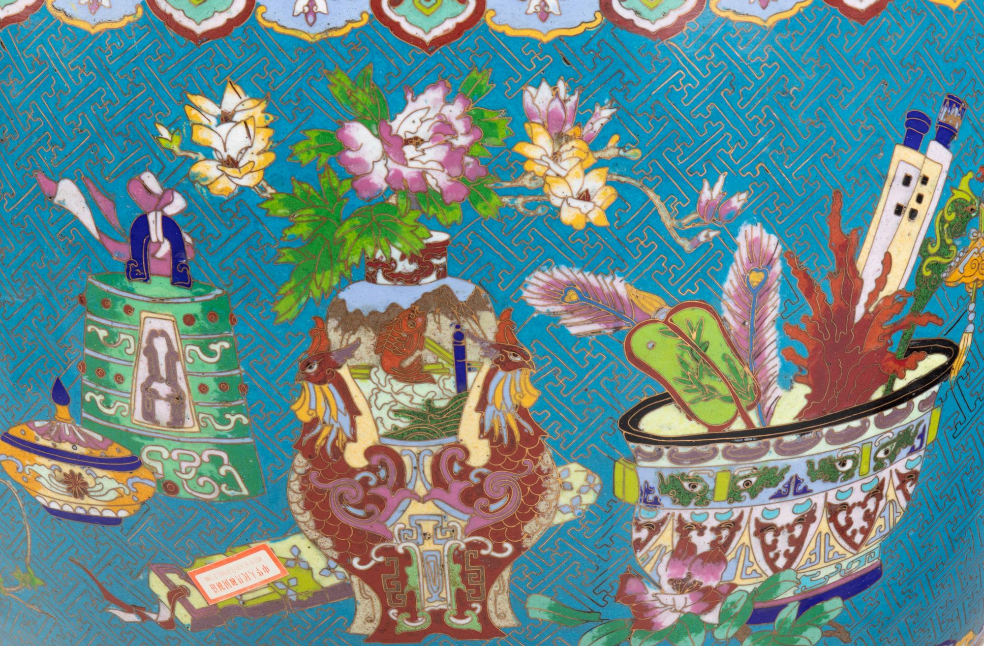 A Pair of Chinese Cloisonné Fish Bowls and Stands