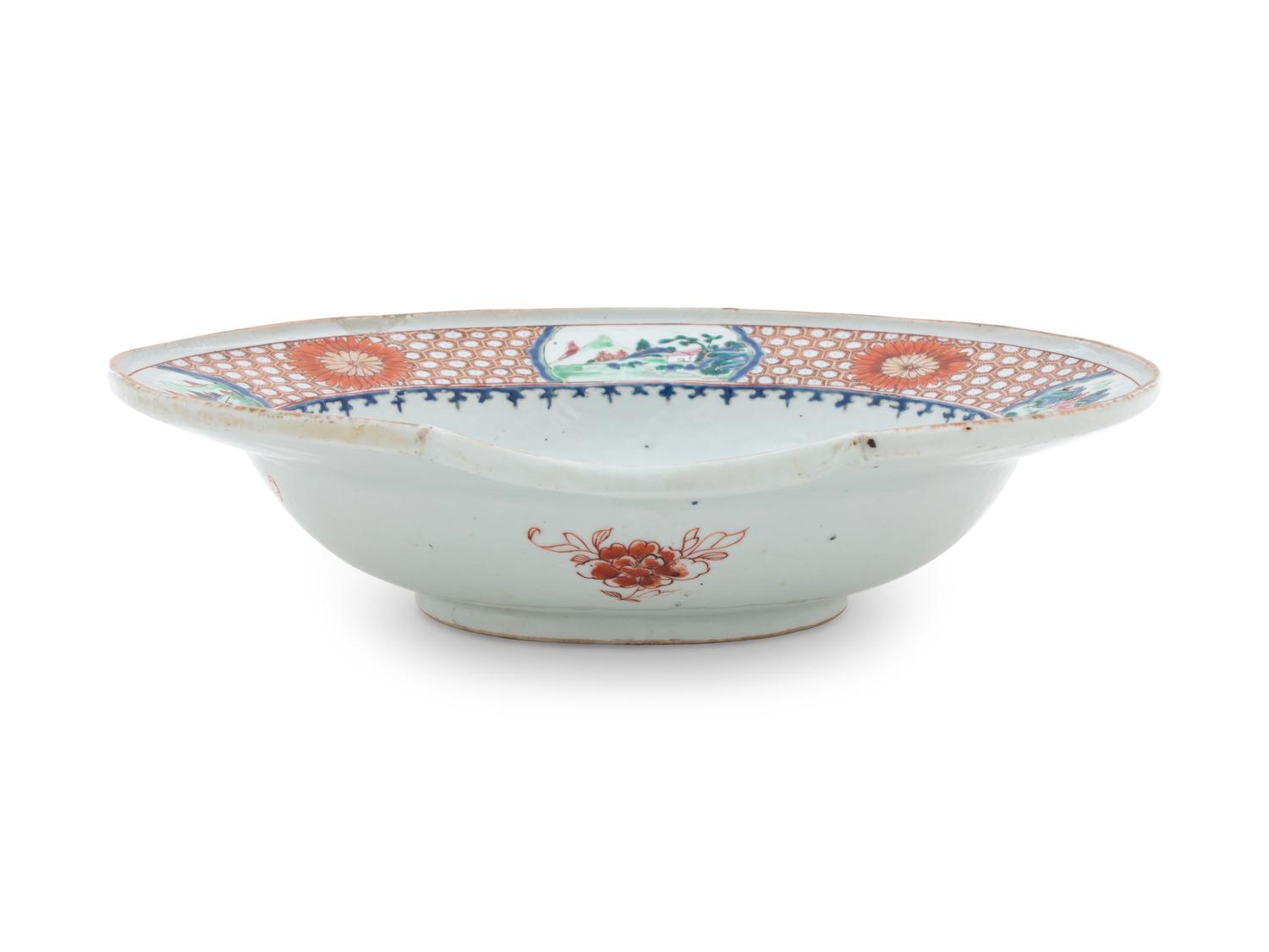 A Chinese Export Famille Rose Porcelain Barber's Basin