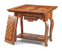 A Levantine Bone and Abalone-Inlaid Mosaic Backgammon Table