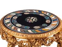 A Continental Giltwood, Specimen Marble and Micro Mosaic Center Table