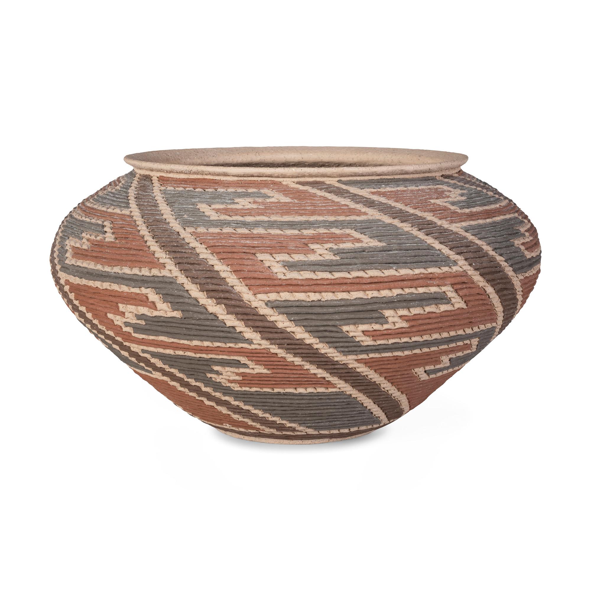 Corrugated Polychrome Pottery Jar