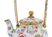 A Peking Enamel on Copper 'Floral' Covered Teapot