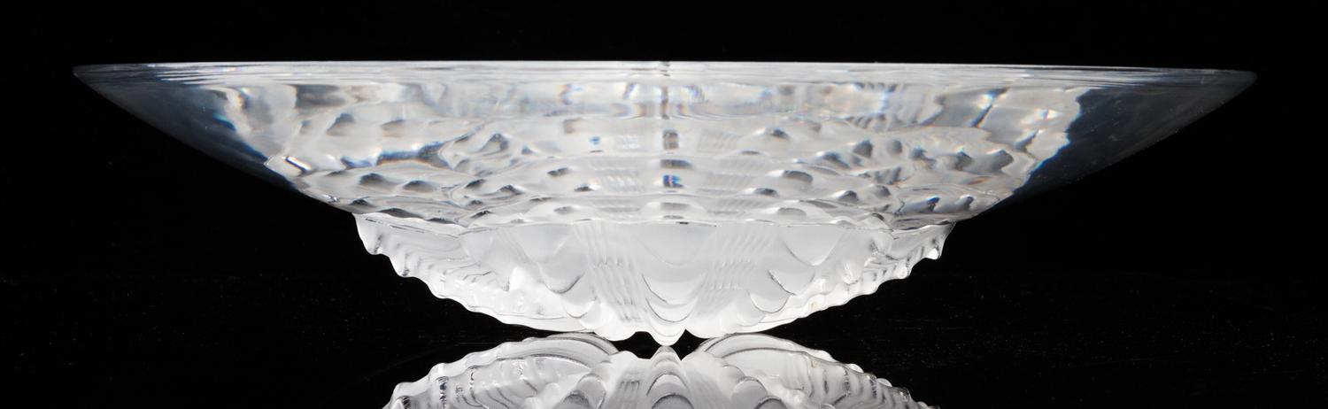 A Lalique Molded and Frosted Low Bowl Diameter 14 inches.