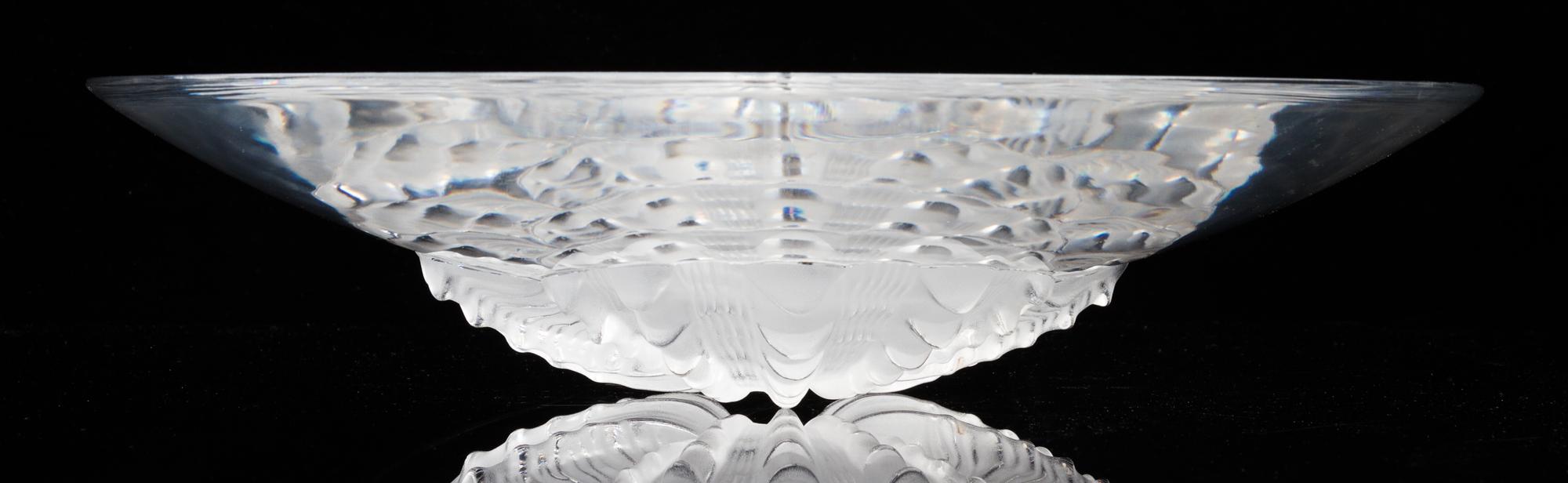 A Lalique Molded and Frosted Low Bowl Diameter 14 inches.