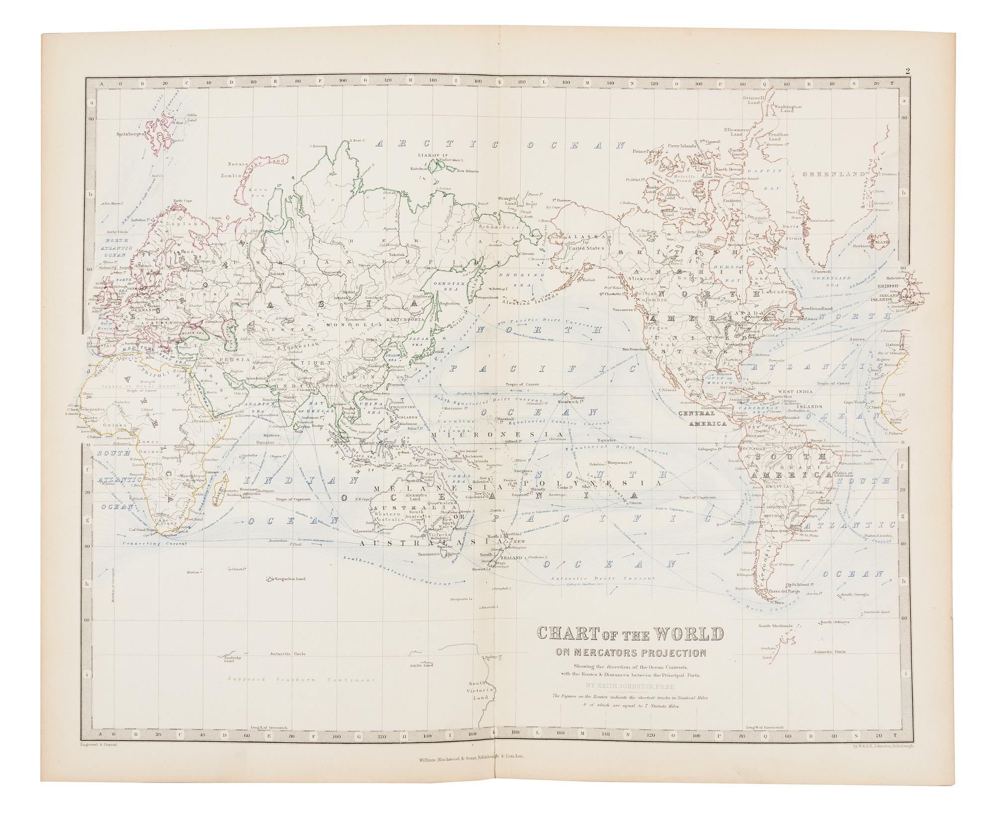 JOHNSTON, Alexander Keith (1804-1871). The Handy Royal Atlas of Modern Geography. Edinburgh and London: William Blackwood and Sons, 187