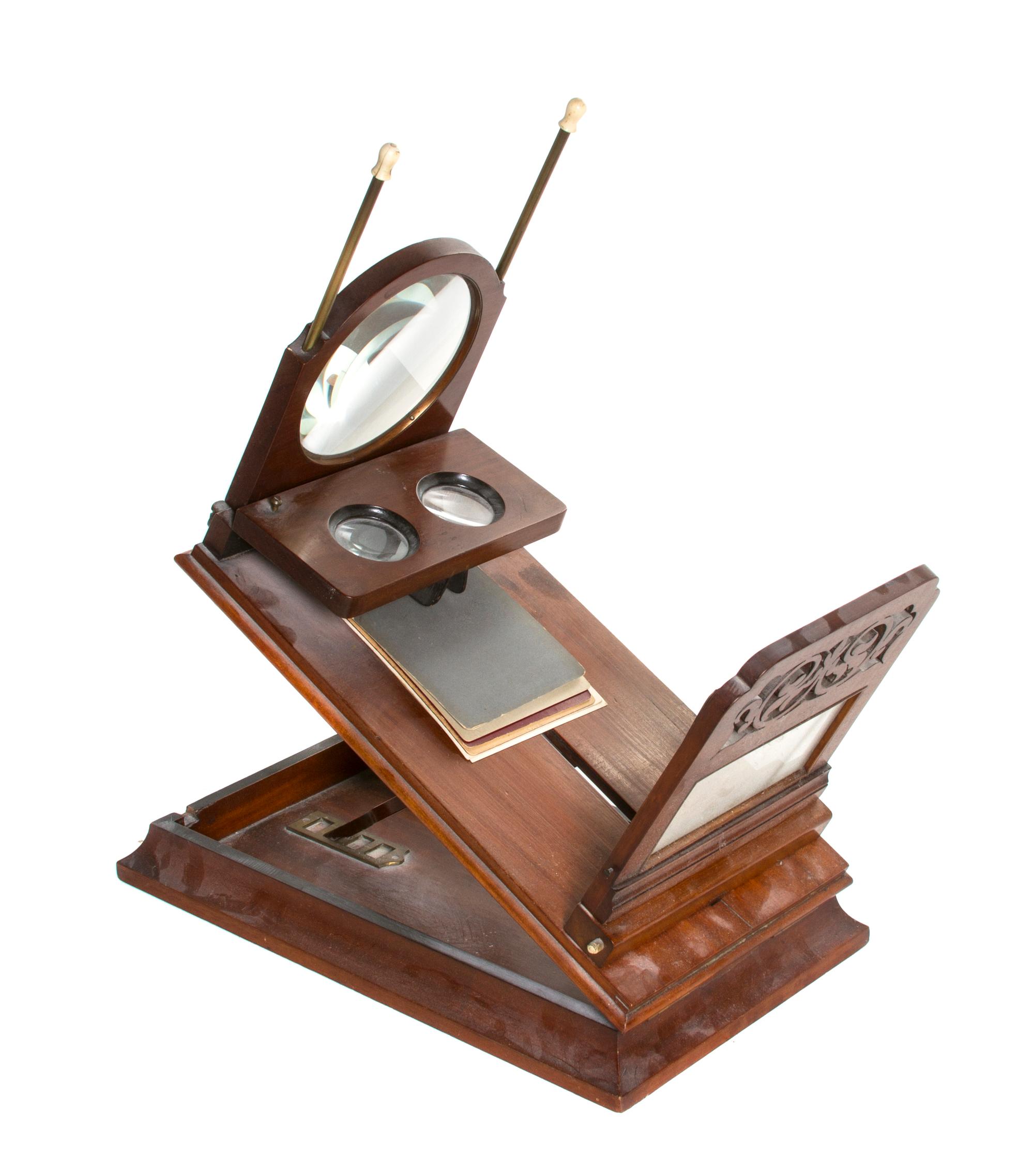 A Victorian Stereoscopic Tabletop Viewer, Width overall 16 inches.