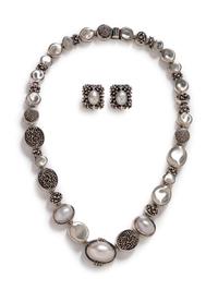 A Sterling Silver and Cultured Pearl Demi-Parure, Michael Dawkins,