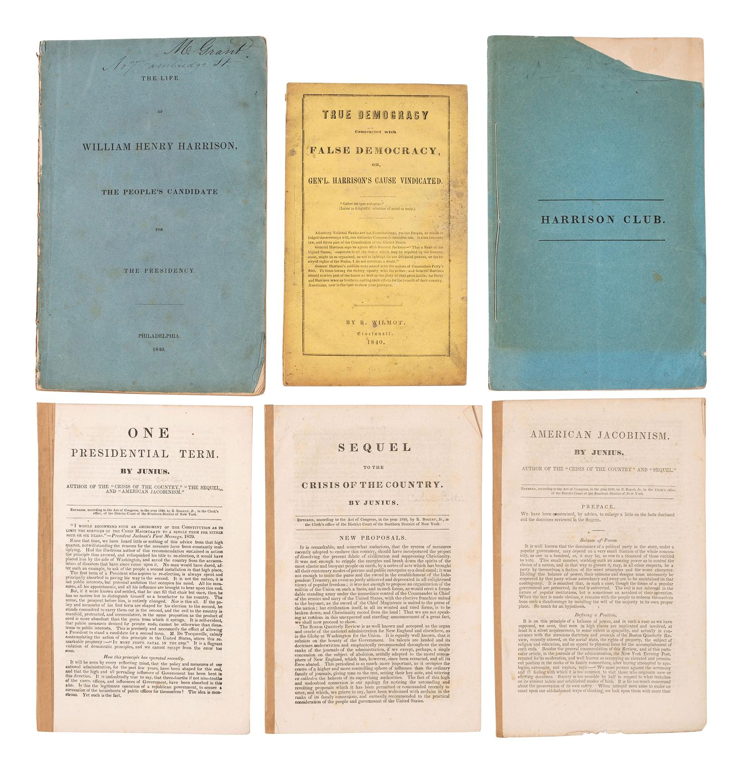 [1840 ELECTION]. A group of pamphlets related to Martin van Buren, William Henry Harrison, and their respective presidential campaigns.