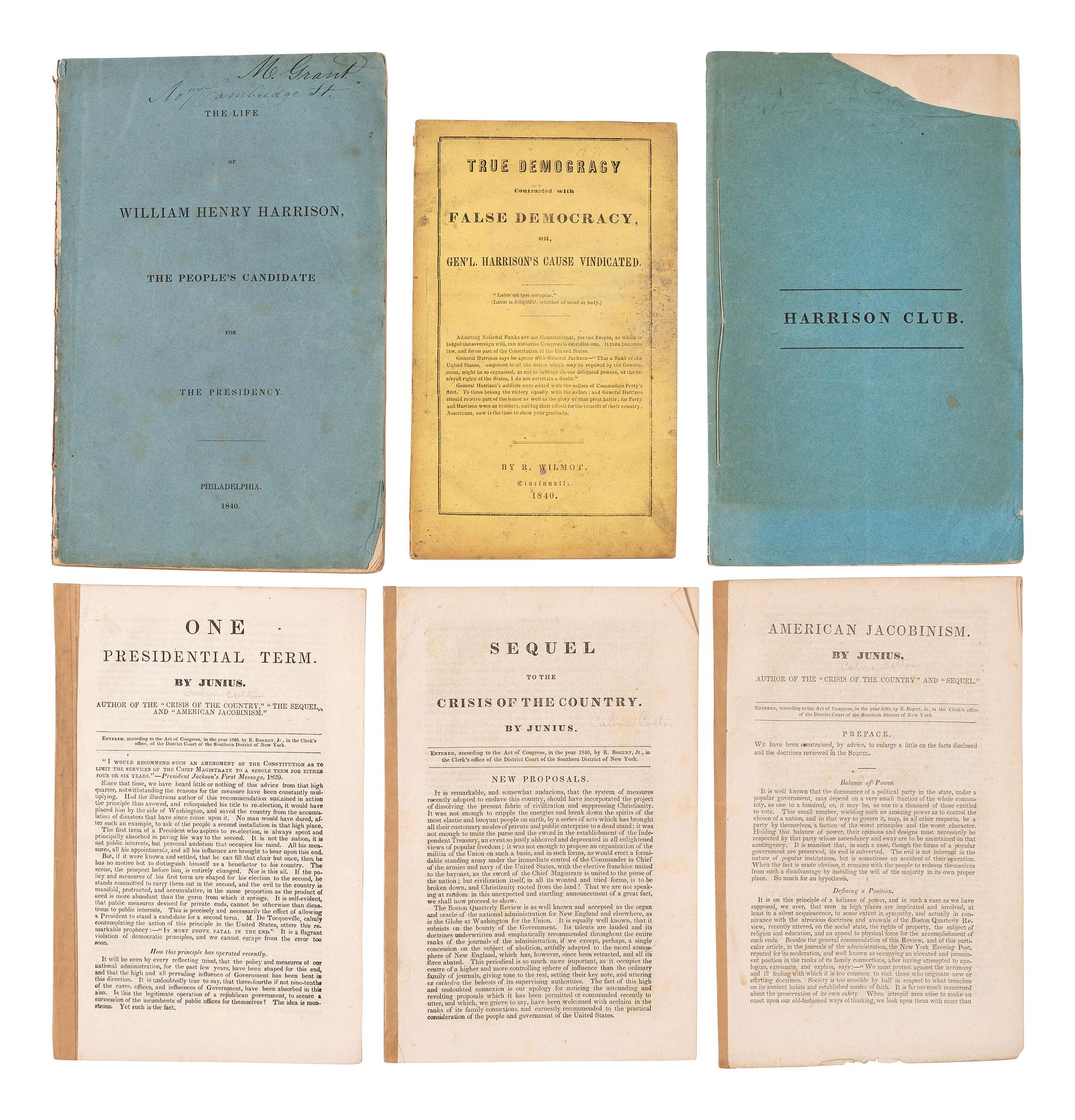 [1840 ELECTION]. A group of pamphlets related to Martin van Buren, William Henry Harrison, and their respective presidential campaigns.
