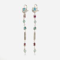 A Pair of 14K White Gold and Gemstone Earrings