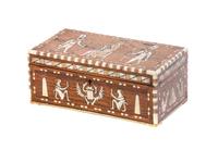 An Egyptian Revival Mother-of-Pearl and Ivory Inlaid Rosewood Box, Width 8 inches.