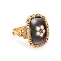 GARNET AND SEED PEARL RING