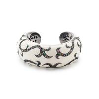 WHITE ENAMEL AND BLACKENED SILVER CUFF BRACELET