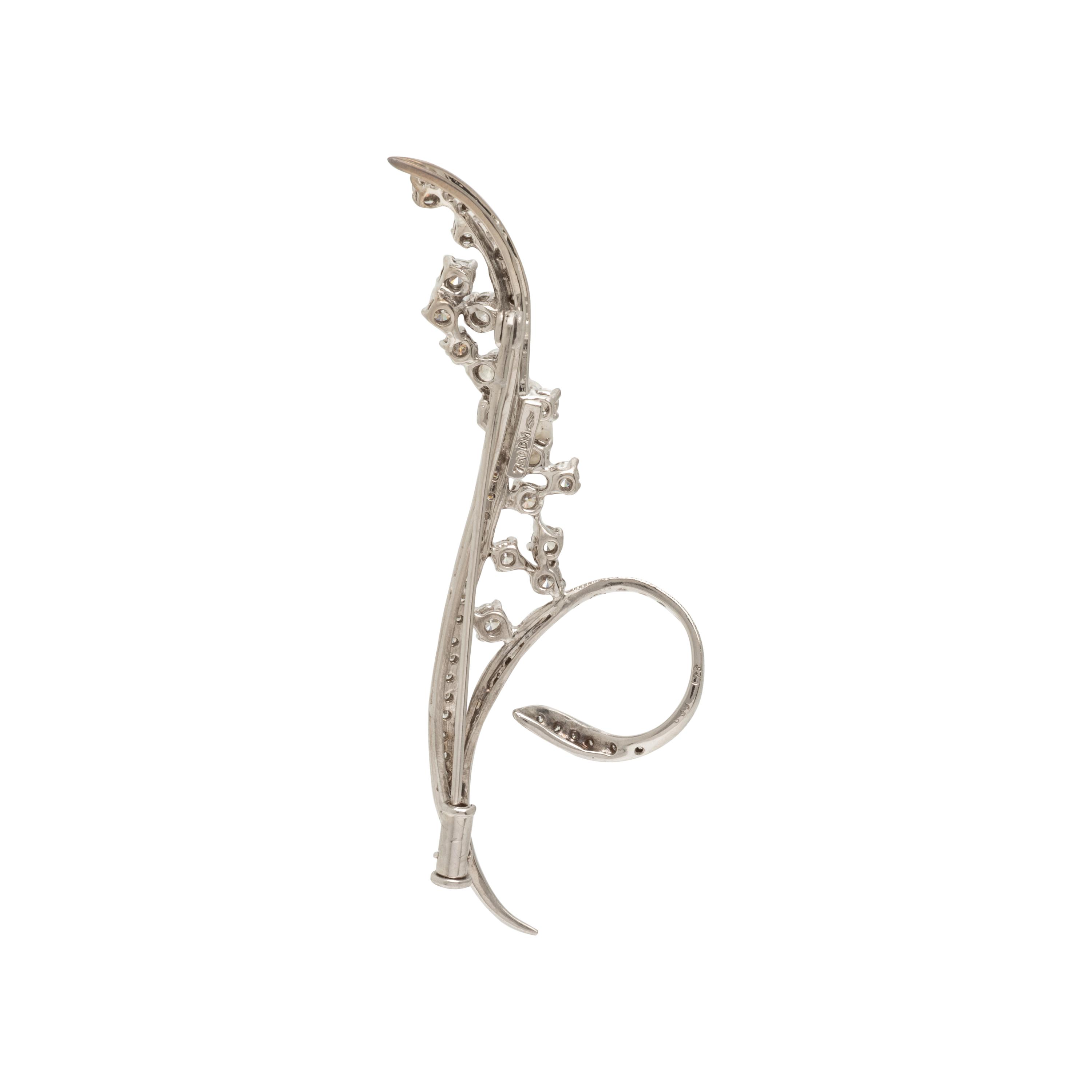 White Gold and Diamond Spray Brooch