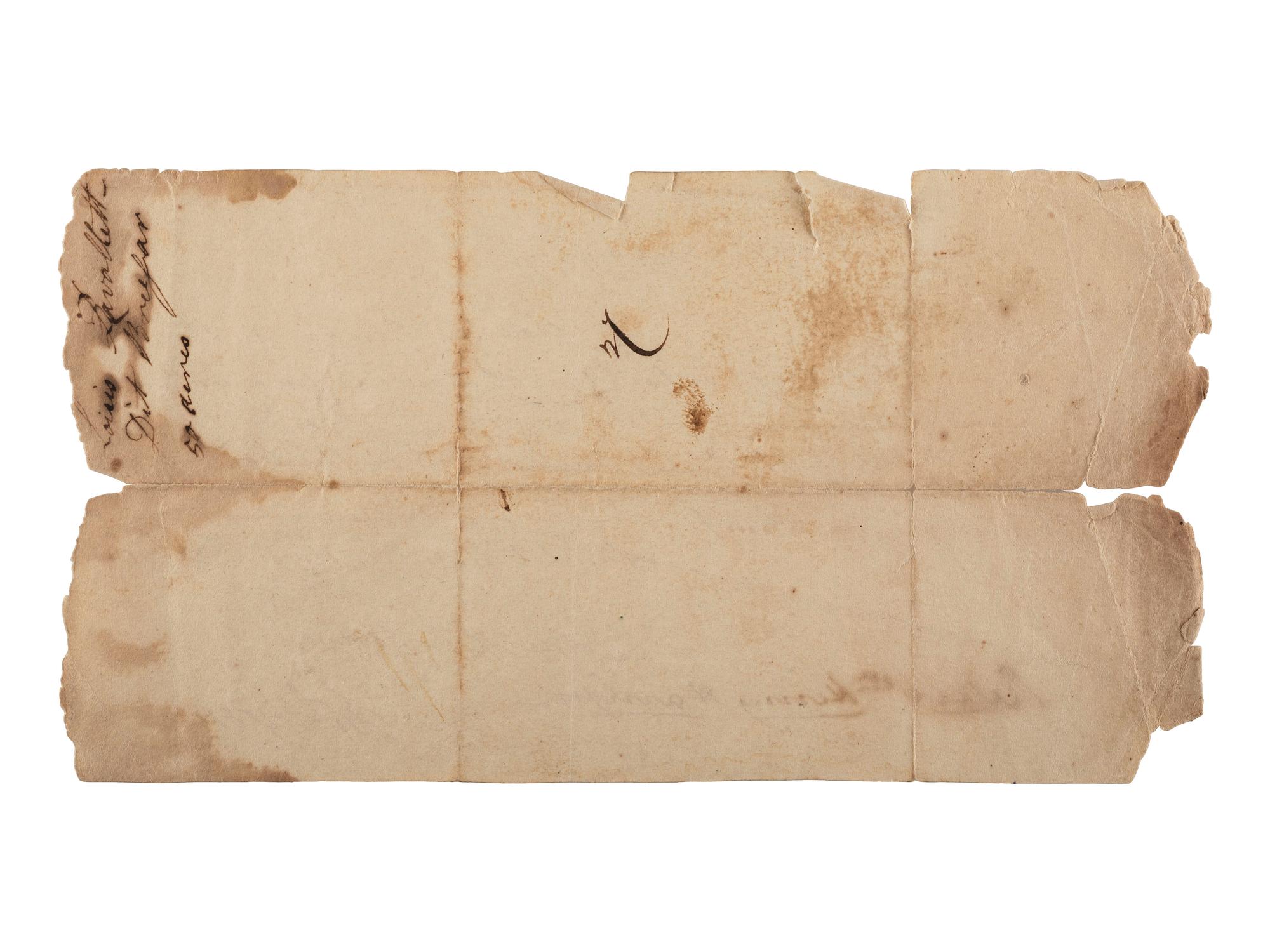HARRISON, William Henry (1773-1841). Indiana Territory survey document signed ("Willm. Henry Harrison"), as 1st Governor of the Indiana Territory, Saint Vincennes, 26 December 1801.