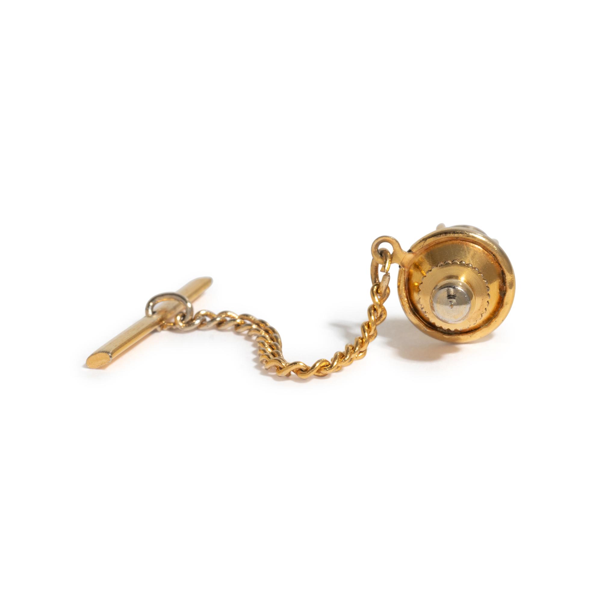 YELLOW GOLD AND DIAMOND TIE PIN