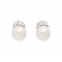 CULTURED PEARL AND DIAMOND EARRINGS