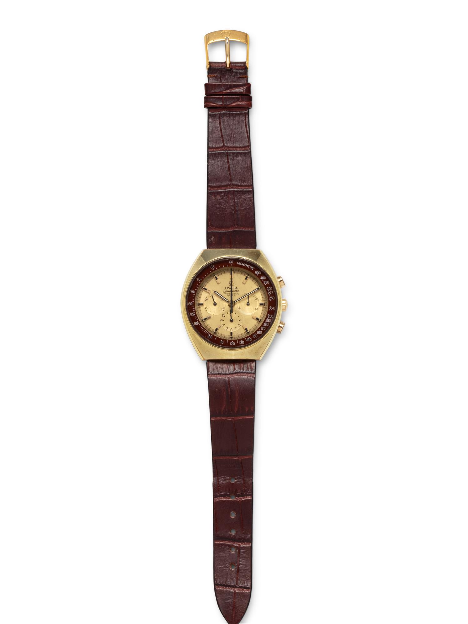 OMEGA, GOLD-PLATED 'SPEEDMASTER MARK II' CHRONOGRAPH WATCH