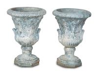 A Pair of Cast Cement Garden Urns