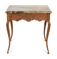 A Régence Style Carved Oak Marble Top Side Table