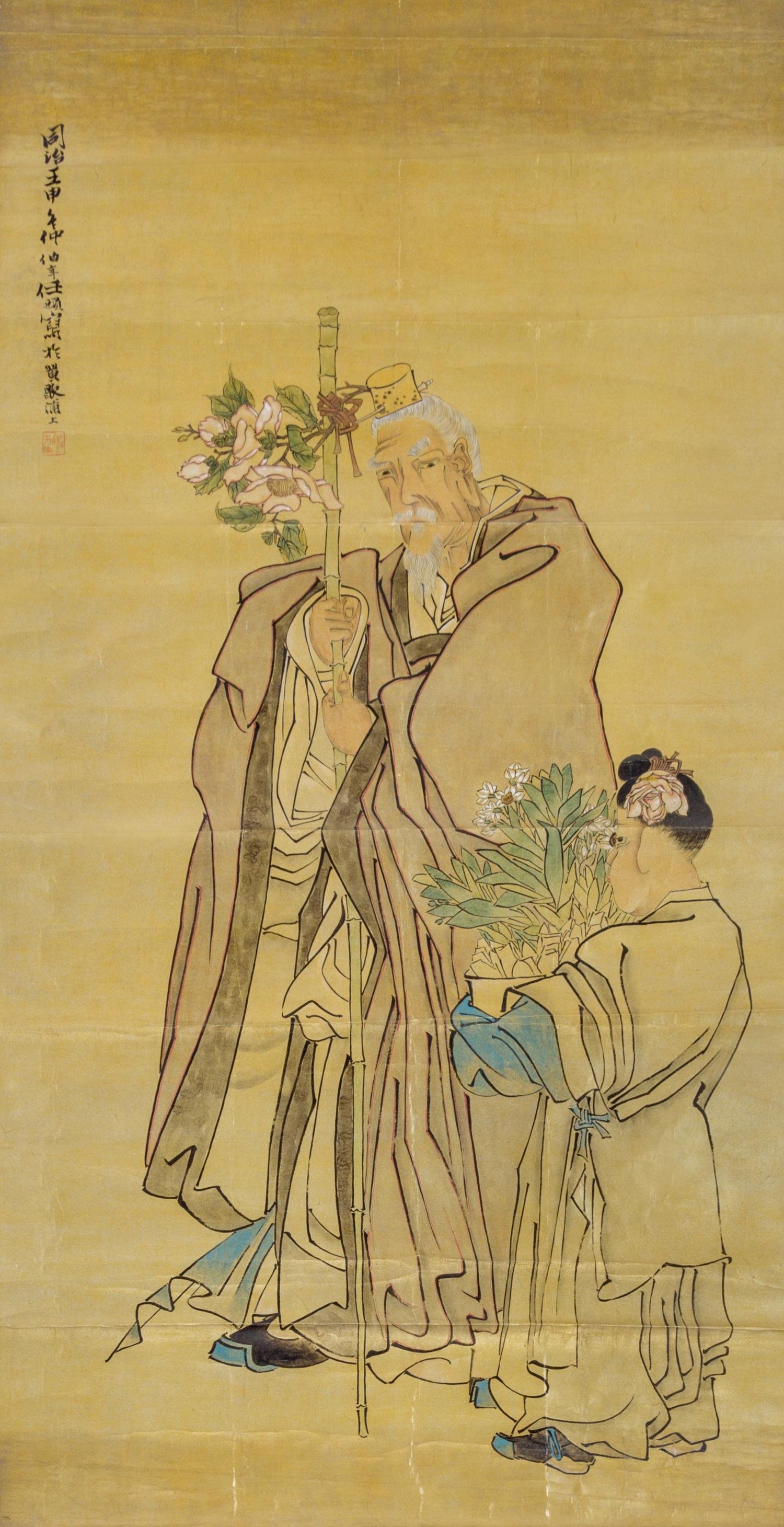 Attributed to Ren Bonian, (1840-1895), Immortal and Attendant