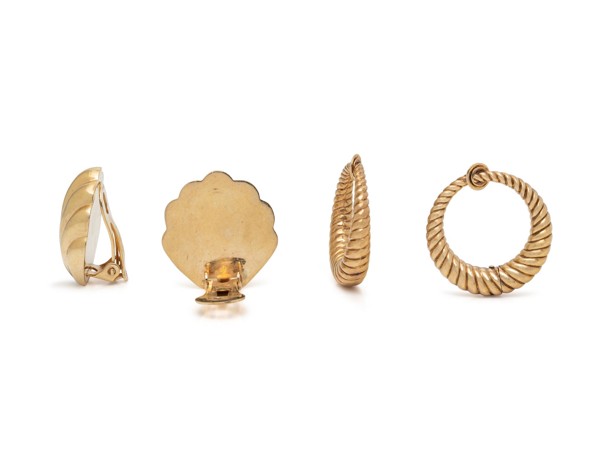 TWO PAIRS OF YELLOW GOLD EARRINGS